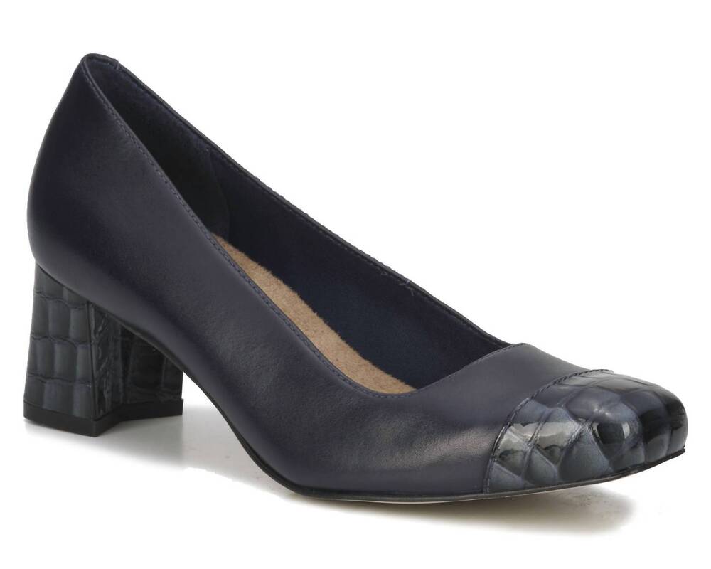 NEW ROS HOMMERSON women's mira pumps in navy cashmere/croc